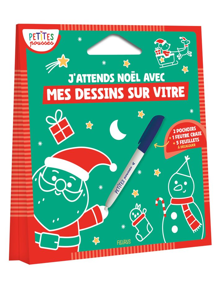Couverture de J'attends Noël avec mes dessins sur vitre, Éditions Fleurus