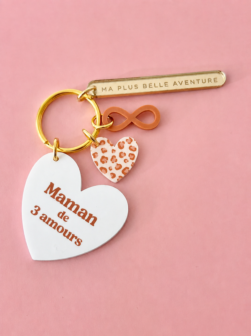 Porte-clés grigri Maman de 3 Amours | Print Your Love