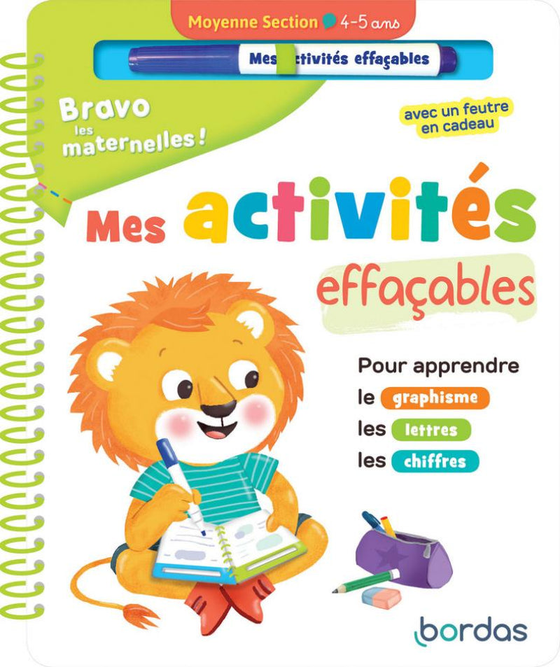 Cahier d'activités effaçables maternelle  — PS, MS ou GS | Bordas