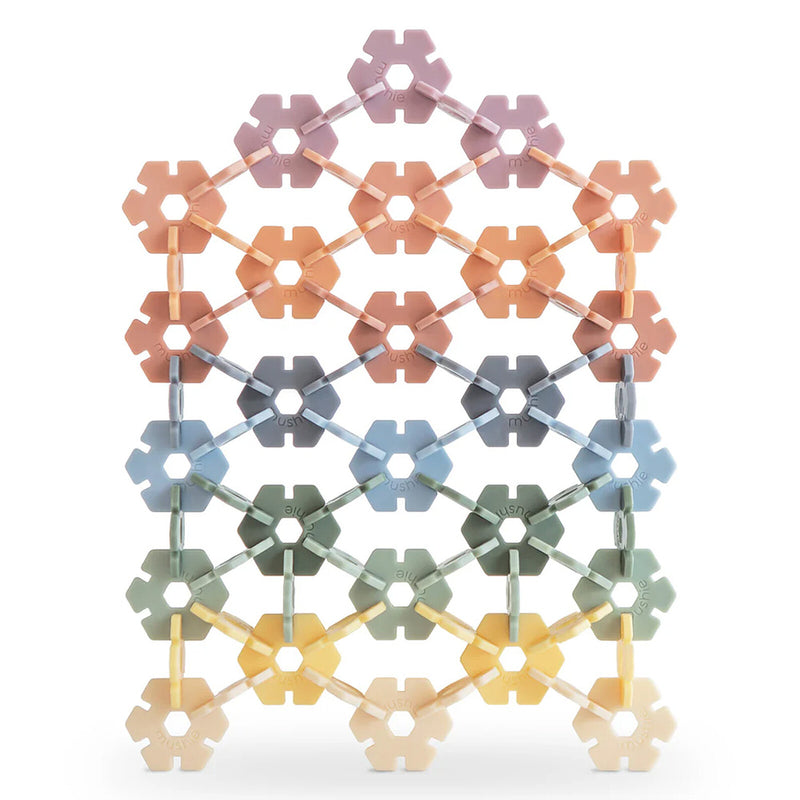 Jouet de construction Hex Connect Mushie avec 100 disques hexagonaux