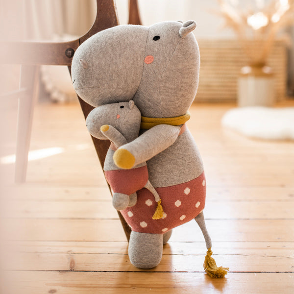 Peluche maman et bébé hippopotame