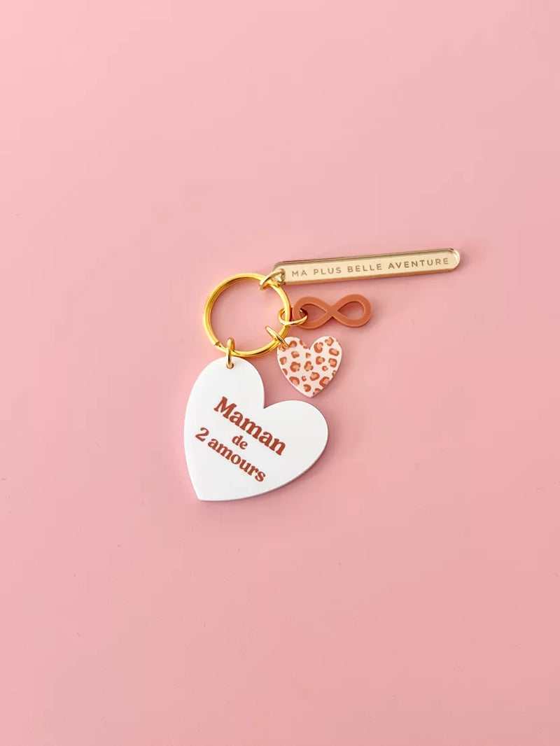 Porte-clés grigri Maman de 2 Amours | Print Your Love