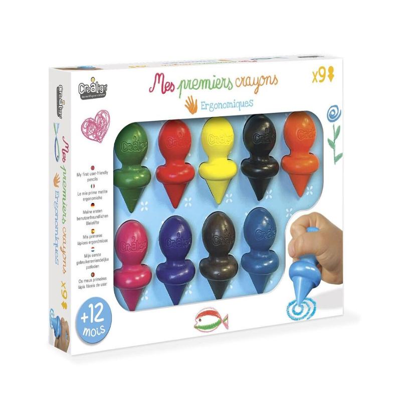 Mes premiers crayons ergonomiques x9 | Dès 12 mois | Créalign' - My Little Môme