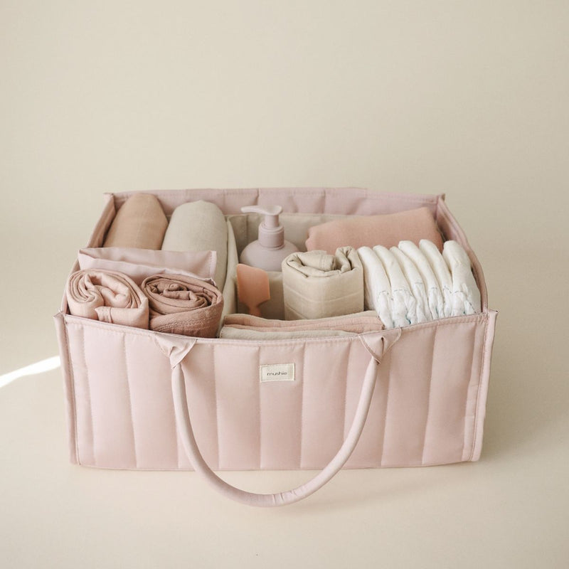 Panier de rangement à couches et essentiels bébé | Rose | Mushie