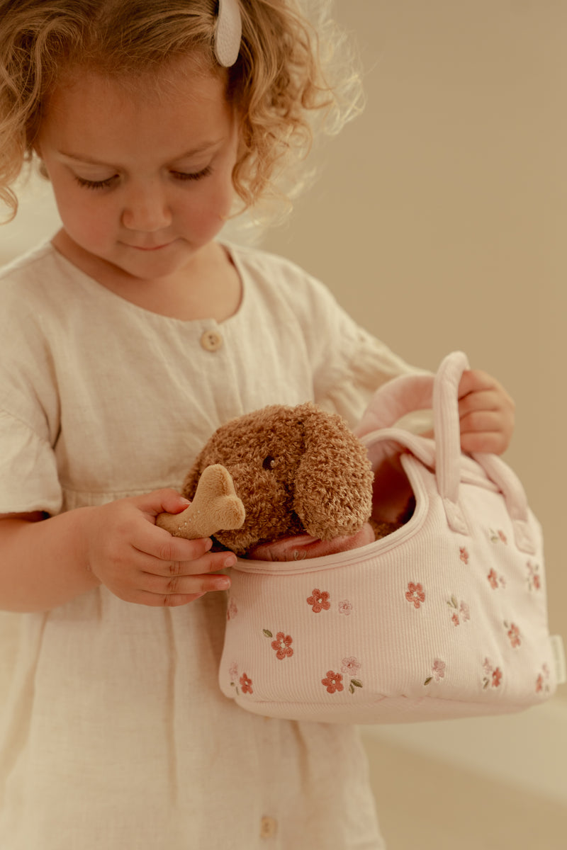 Jackie - Chiot peluche avec sac de transport | Little Dutch