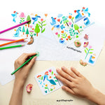 Pack 2 pochoirs de dessin - Fleurs & Oiseaux - Griffographe