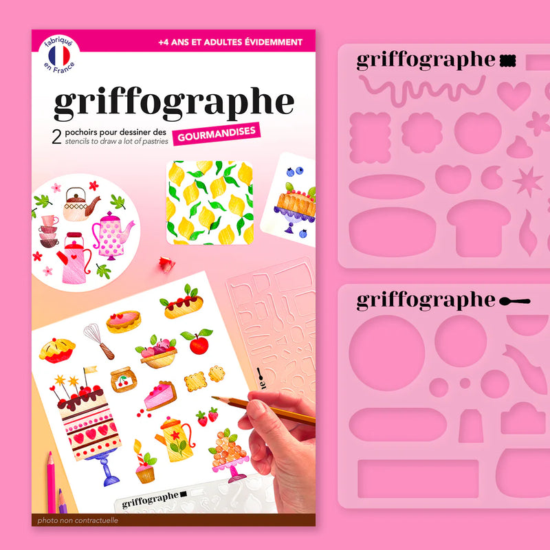 Pack 2 pochoirs de dessin - Gourmandises - Griffographe