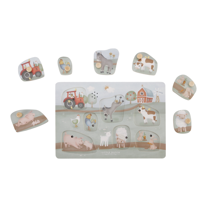 Puzzle sonore en bois - animaux de la ferme - Little Dutch
